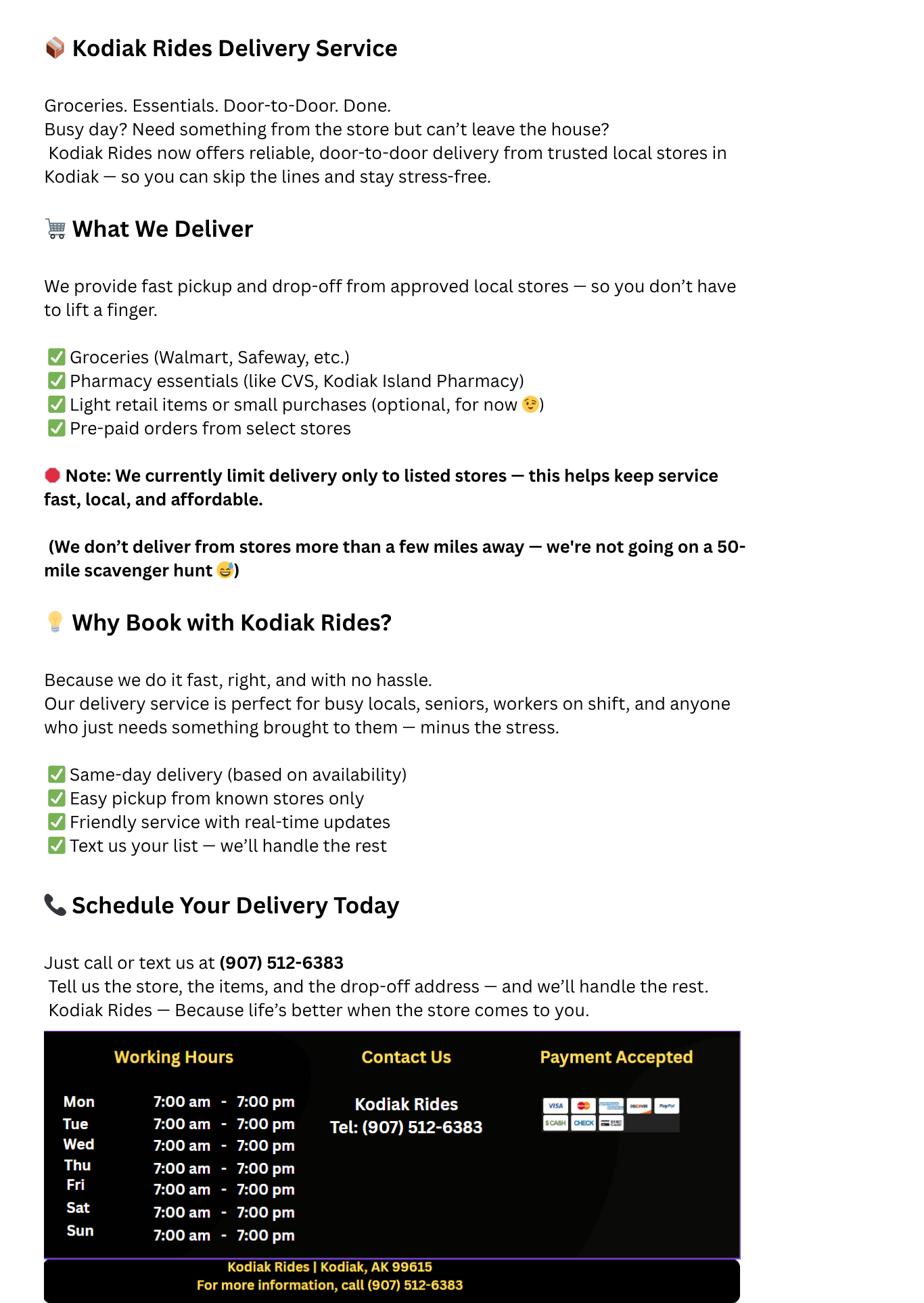 Kodiak Delivery Services